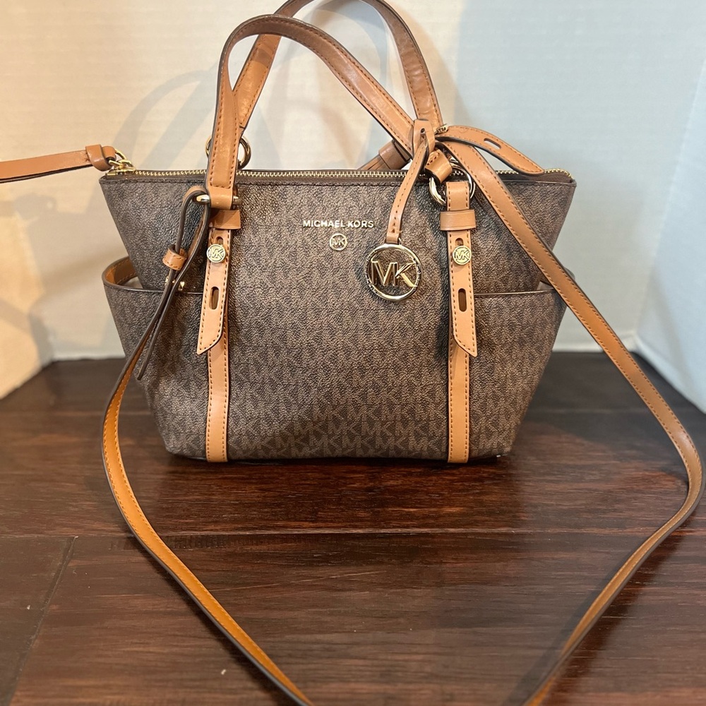 MICHAEL KORS Brown and Tan Satchel